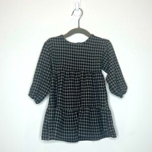 Kids Checkered Dress- Black and Gray